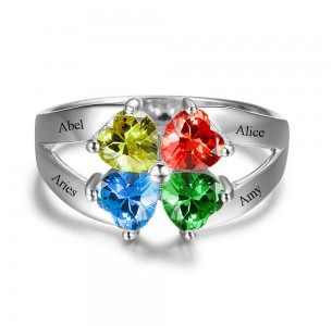 Birthstone Ring, Sterling Silver Personalized Engravable Ring JEWJORI102501